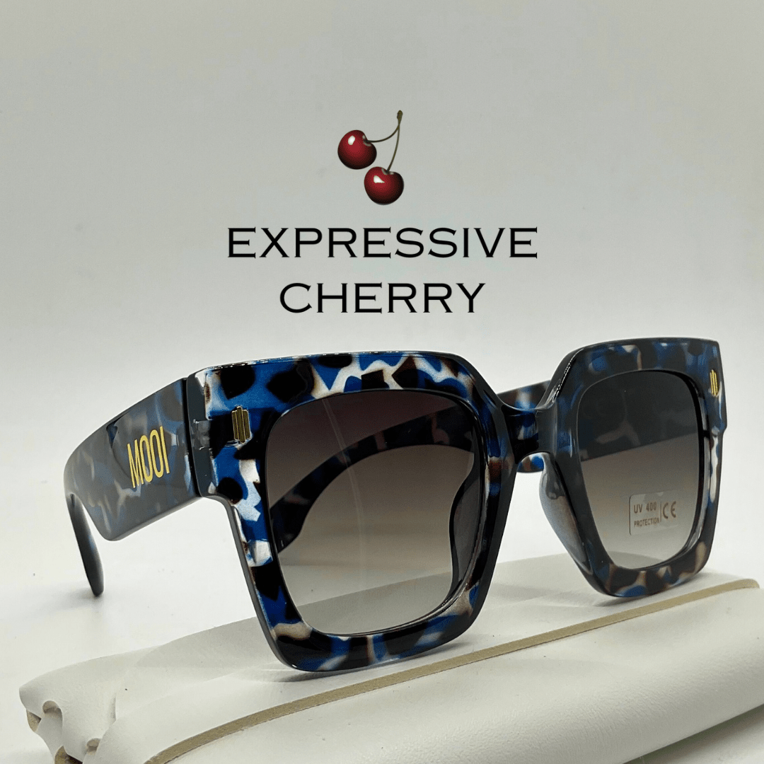 Pamela (Blue Leopard) - Oversized Sunglasses - Expressive Cherry