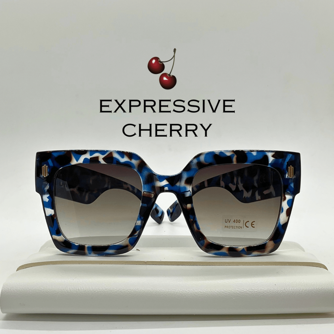 Pamela (Blue Leopard) - Oversized Sunglasses - Expressive Cherry