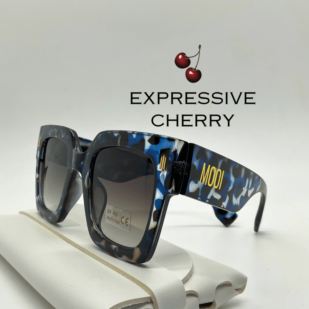 Pamela (Blue Leopard) - Oversized Sunglasses - Expressive Cherry
