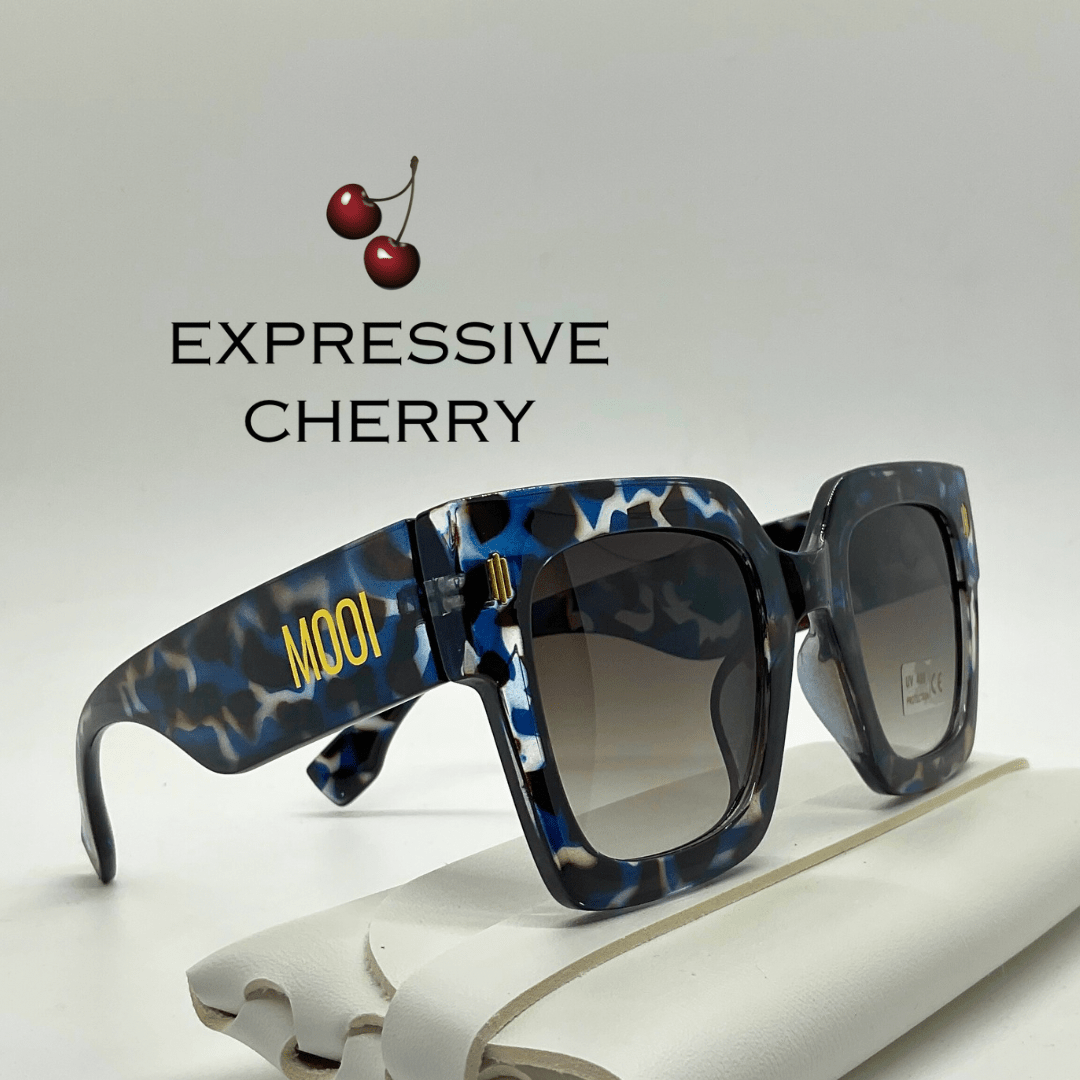 Pamela (Blue Leopard) - Oversized Sunglasses - Expressive Cherry