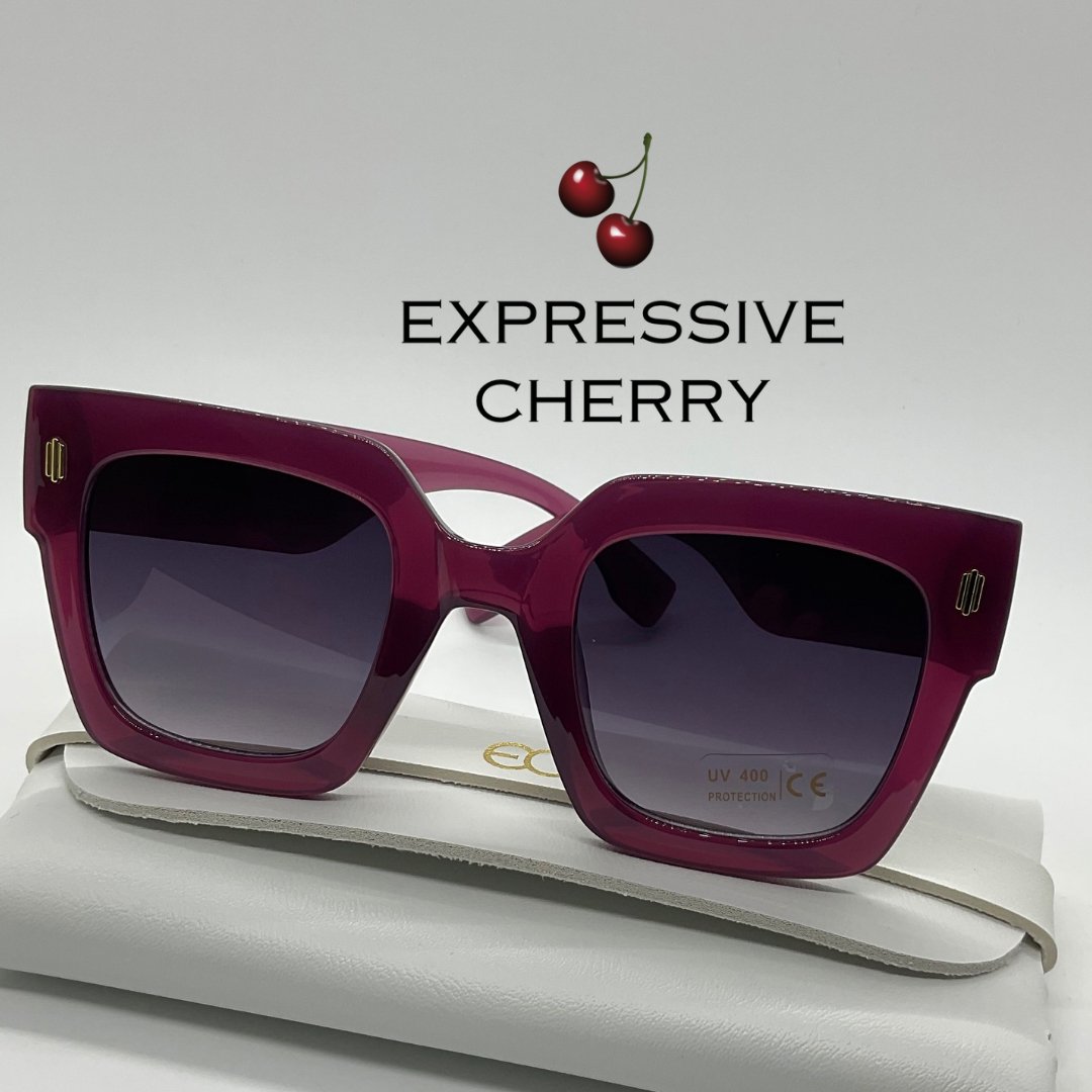 Pamela (Plum) - Oversized Sunglasses - Expressive Cherry