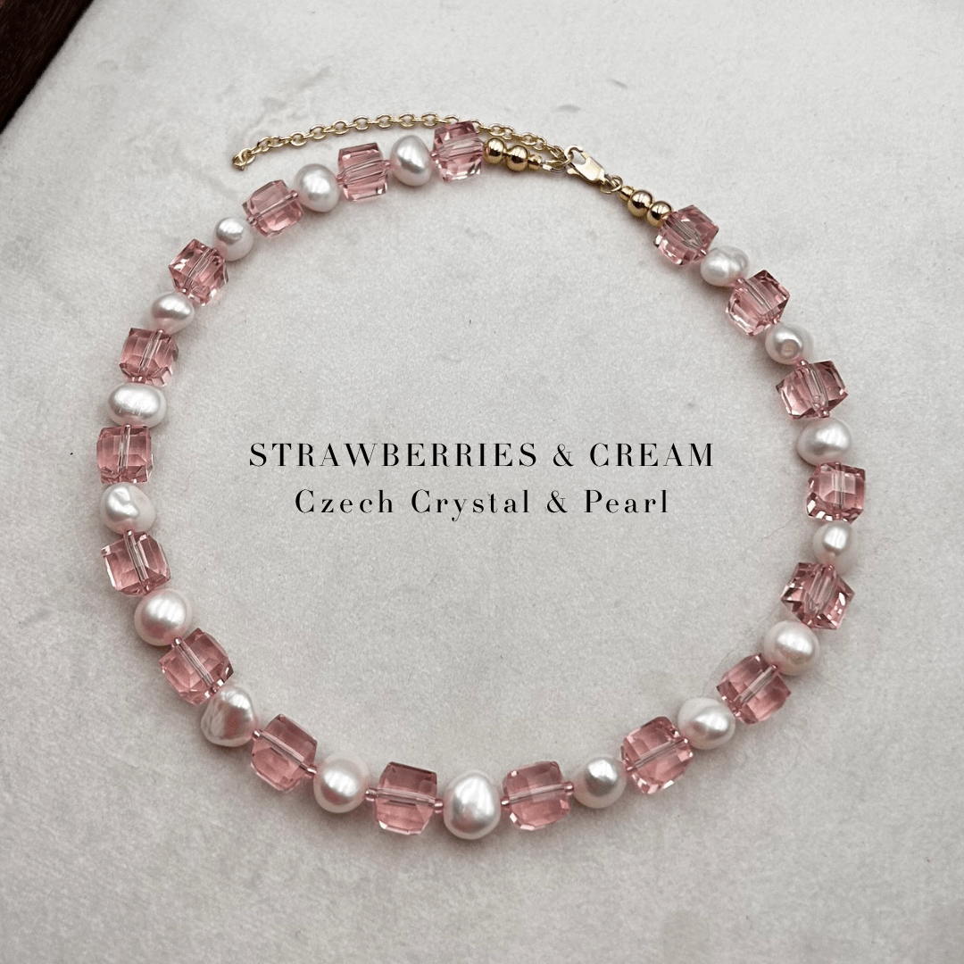 Strawberries & Cream Necklace - Expressive Cherry