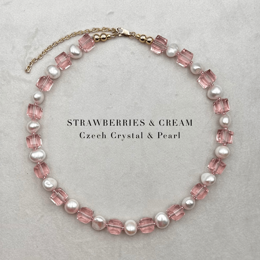 Strawberries & Cream Necklace - Expressive Cherry