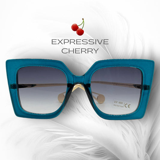 Gigi (Teal) - Oversized sunglasses - Expressive Cherry