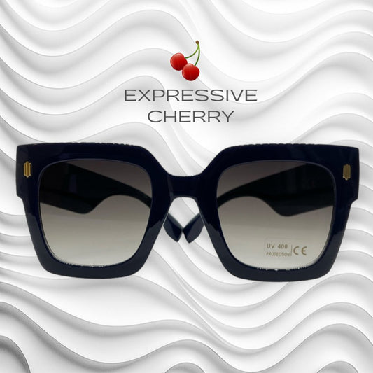 Pamela (Navy) - Oversized Sunglasses - Expressive Cherry